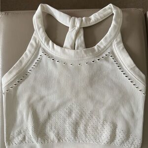 Free People White Ribbed Crop Top